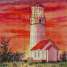 Lighthouse at twilight cross stitch pattern in pdf DMC