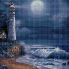 Lighthouse in night cross stitch pattern in pdf DMC