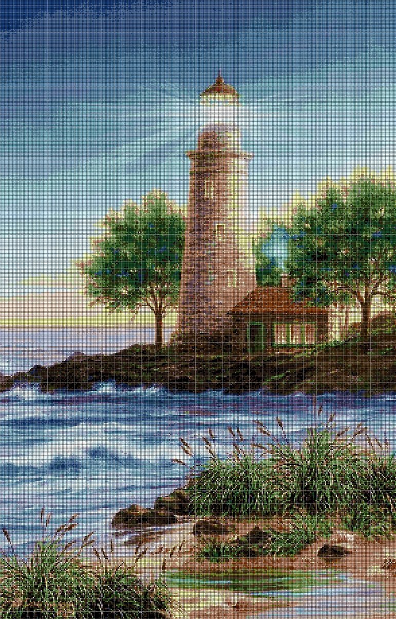 Lighthouse 1 cross stitch pattern in pdf DMC