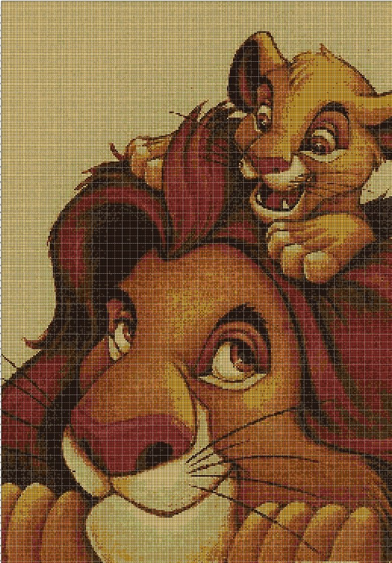 Lion King cross stitch pattern in pdf DMC