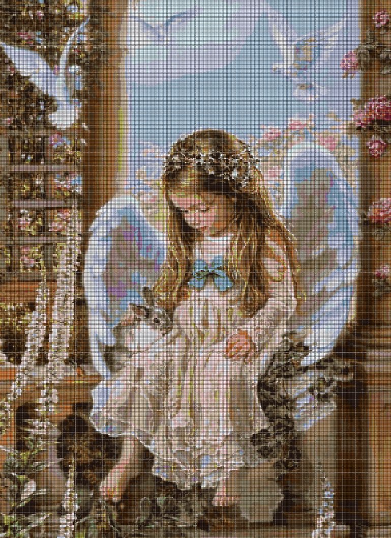 Little Angel cross stitch pattern in pdf DMC