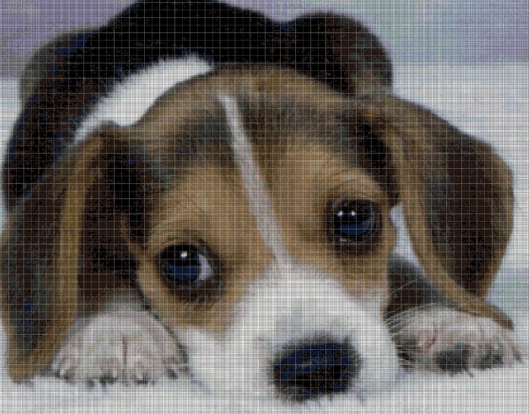Little beagle cross stitch pattern in pdf DMC