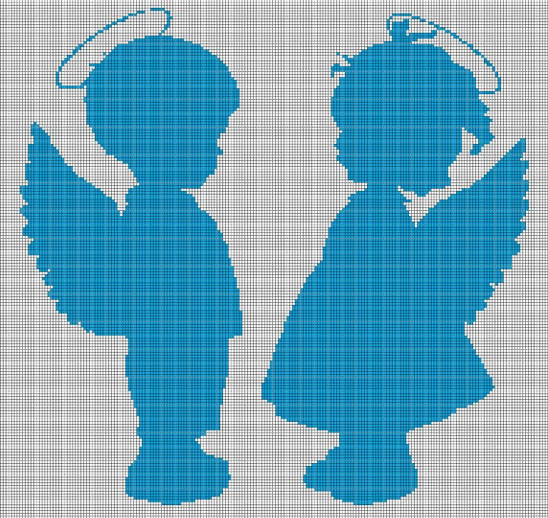 Baby Angels silhouette cross stitch pattern in pdf