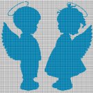 Baby Angels silhouette cross stitch pattern in pdf