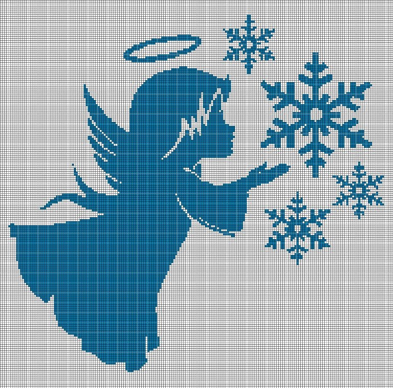 Christmas Angel silhouette cross stitch pattern in pdf
