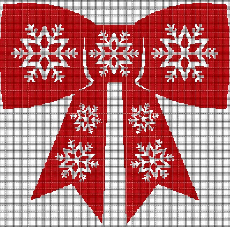 Christmas Bow silhouette cross stitch pattern in pdf