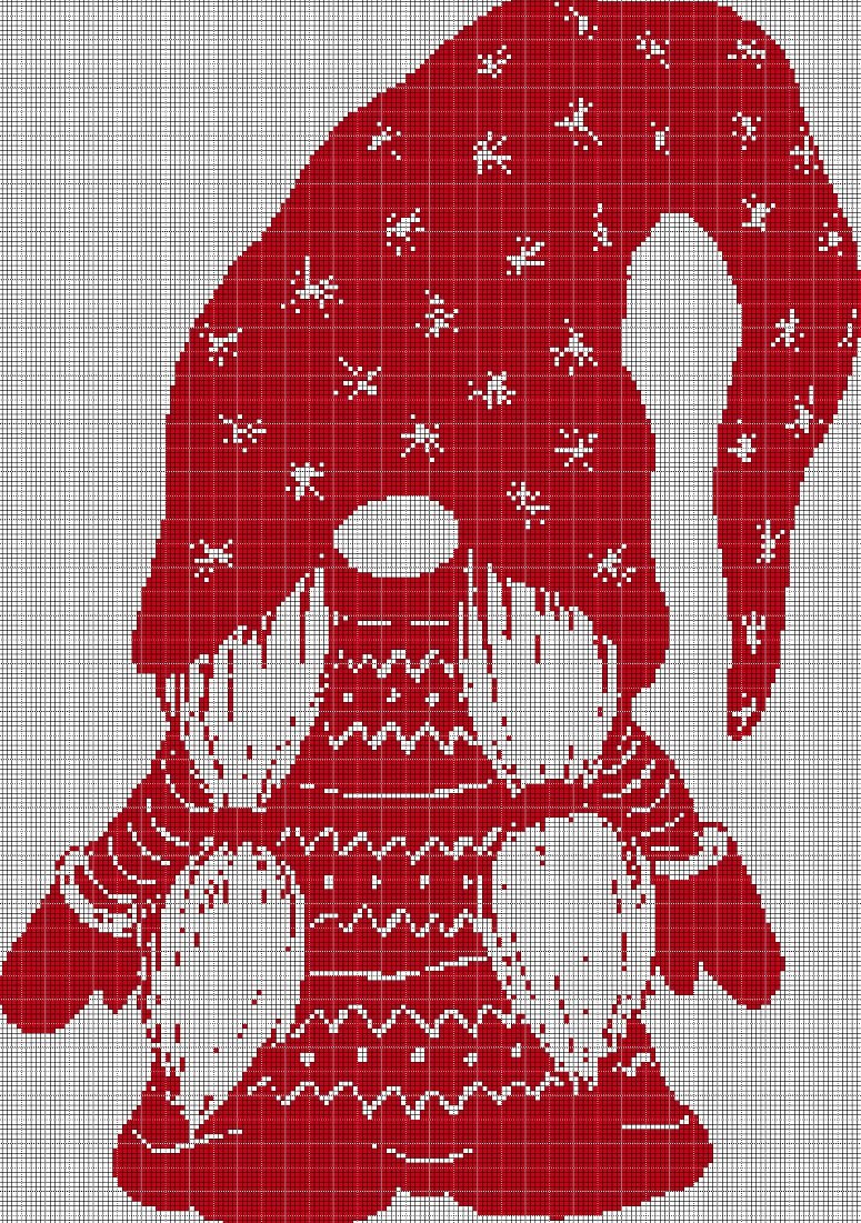 Christmas Gnome silhouette cross stitch pattern in pdf
