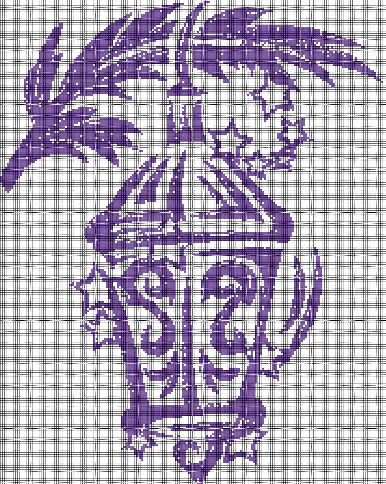 Christmas lantern silhouette cross stitch pattern in pdf