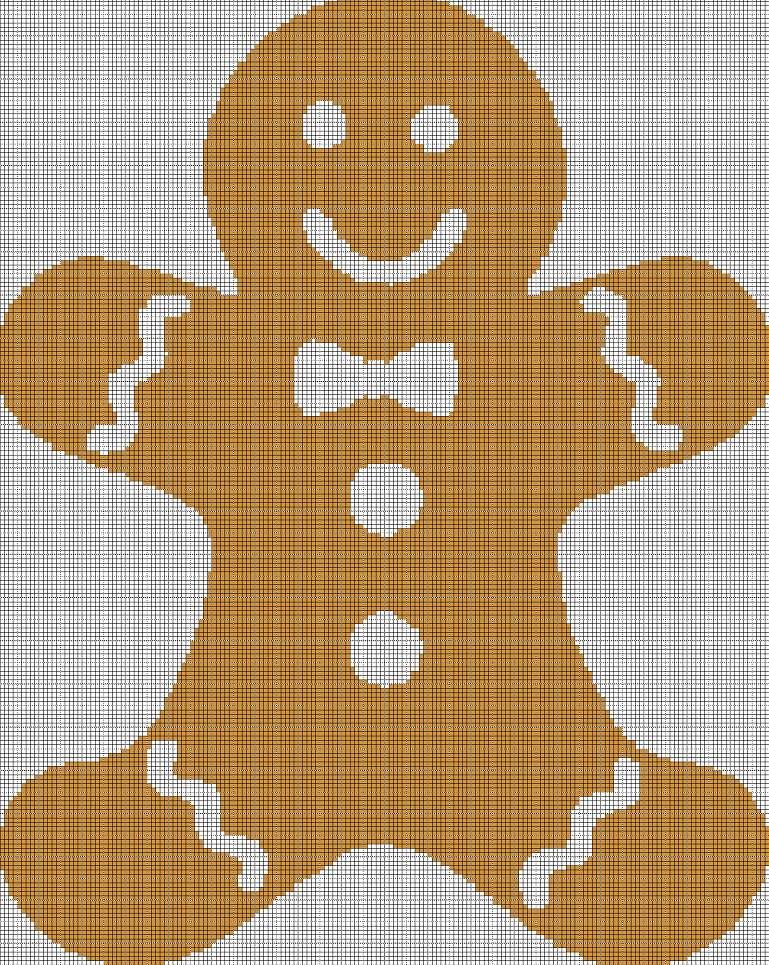 Gingerbread man silhouette cross stitch pattern in pdf