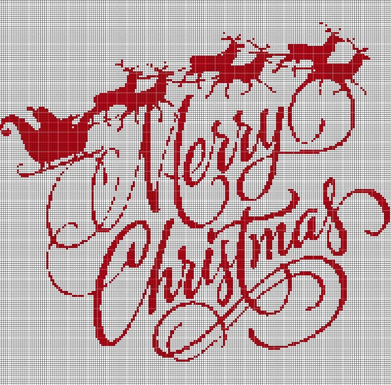 Merry christmas silhouette cross stitch pattern in pdf