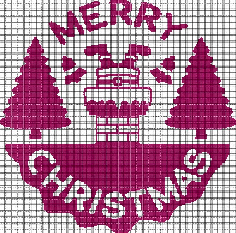 Merry christmas 2 silhouette cross stitch pattern in pdf