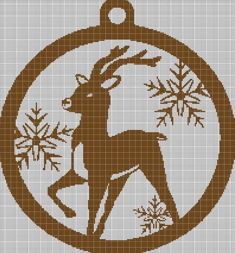 Rudolph silhouette cross stitch pattern in pdf