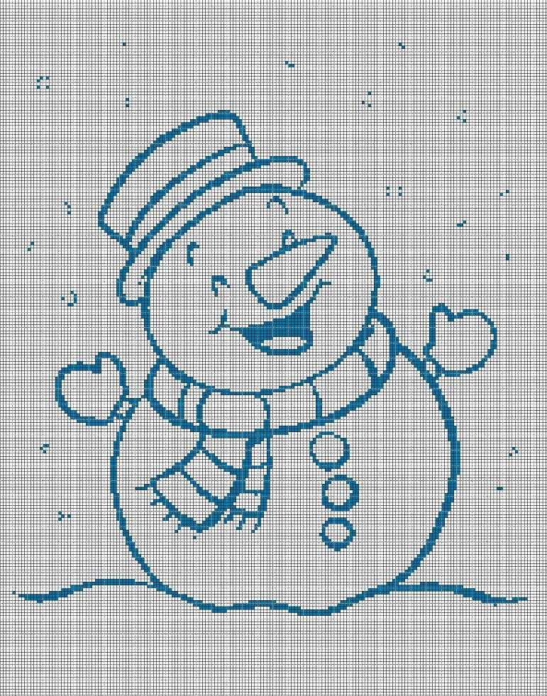 Snowman silhouette cross stitch pattern in pdf