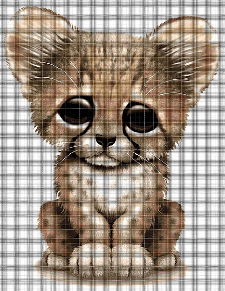 Little cheetah cross stitch pattern in pdf DMC