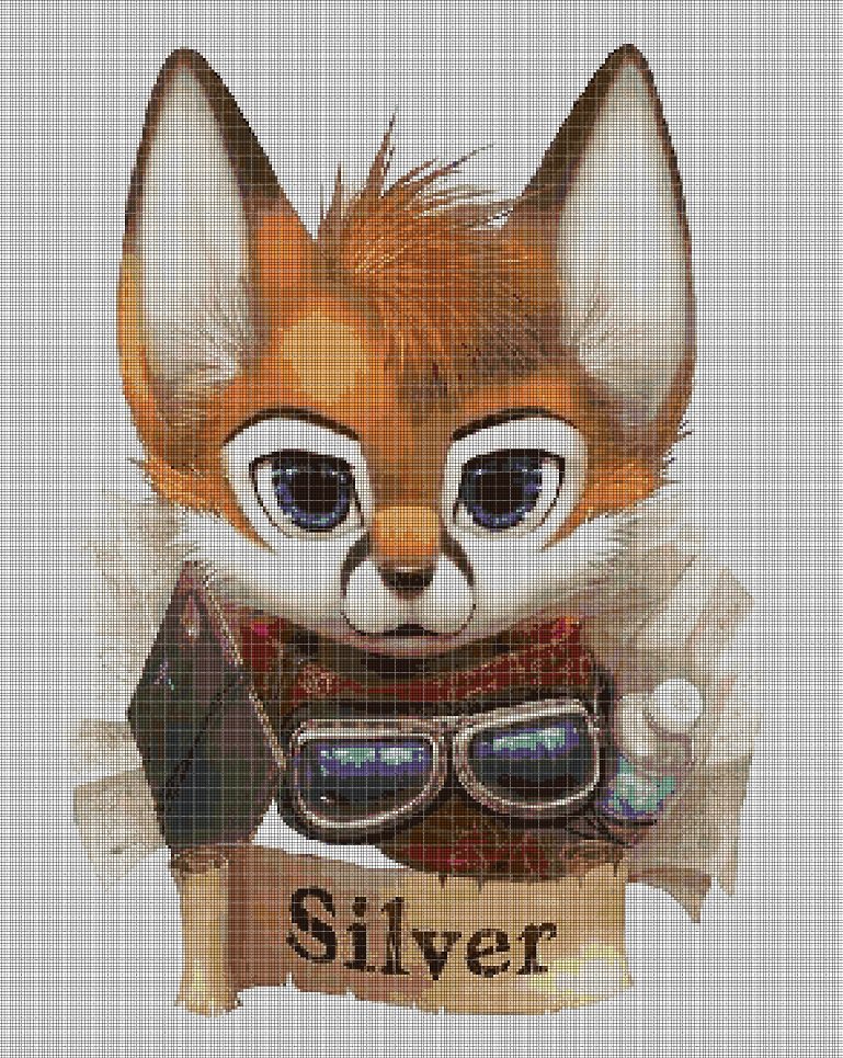 Little fox cross stitch pattern in pdf DMC