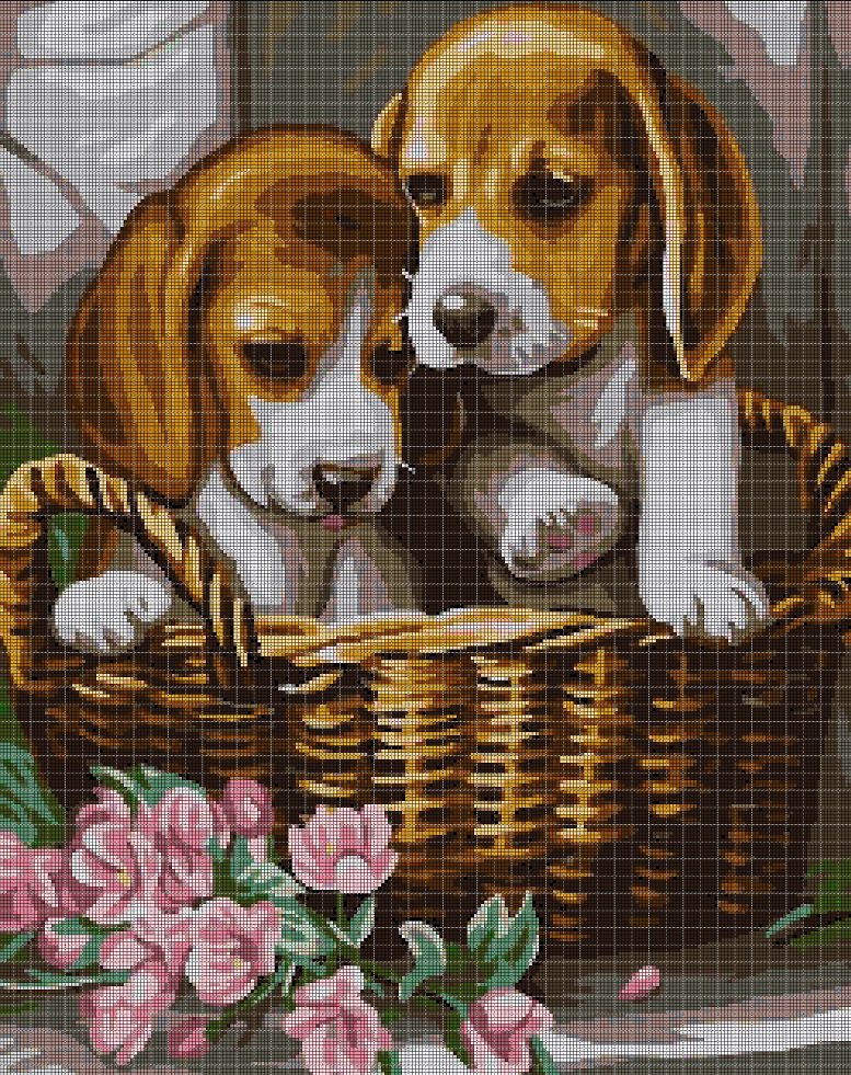 Little dogs 2 cross stitch pattern in pdf DMC