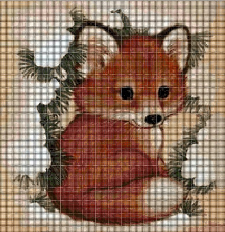 Little fox 2 cross stitch pattern in pdf DMC
