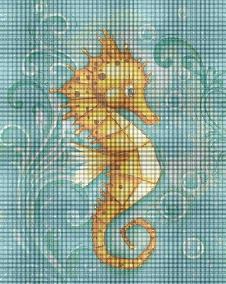 Little Seahorse cross stitch pattern in pdf DMC