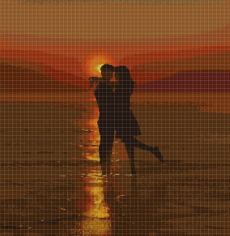 Love in the sunset cross stitch pattern in pdf DMC