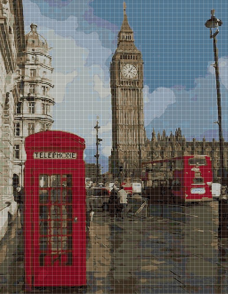 London cross stitch pattern in pdf DMC