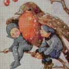 Little fairies and bird cross stitch pattern in pdf DMC