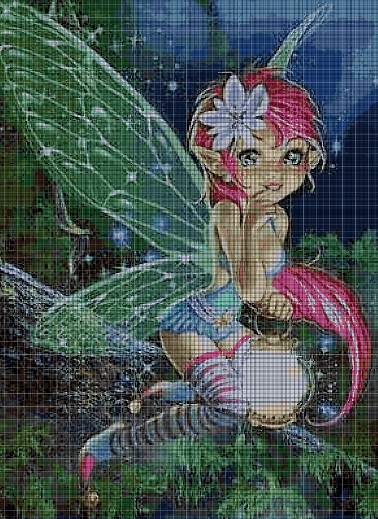 Little fairy cross stitch pattern in pdf DMC