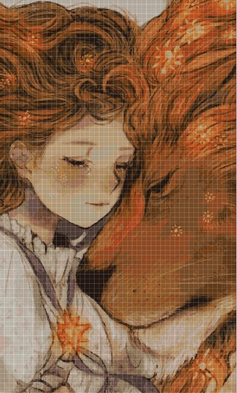 Little girl and lion cross stitch pattern in pdf DMC