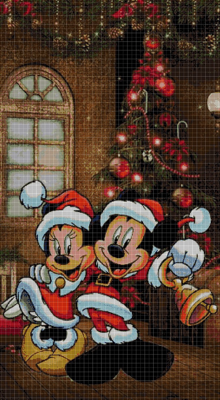 Mickey Mouse Christmas cross stitch pattern in pdf DMC