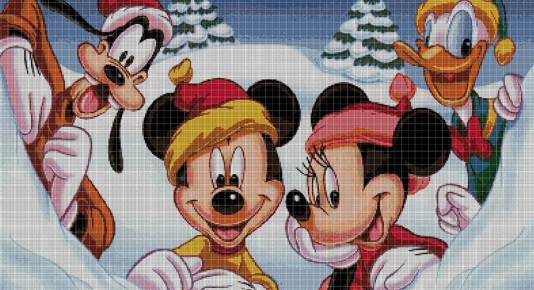Mickey Mouse-Magic Christmas cross stitch pattern in pdf DMC