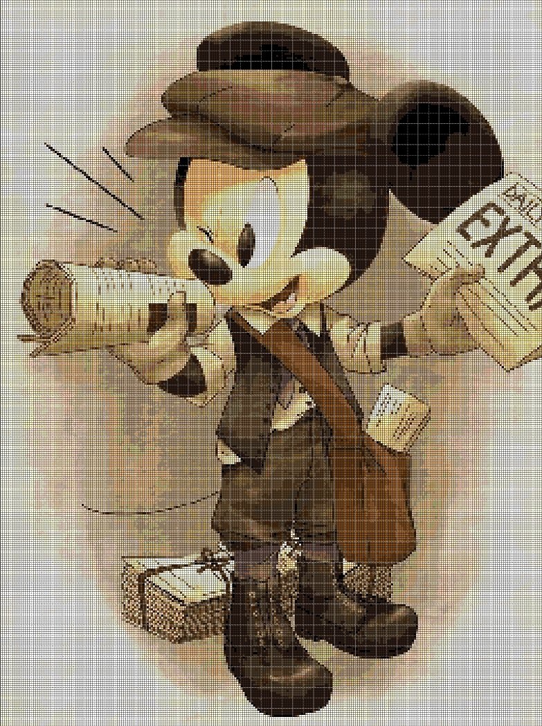 Mickey Mouse news cross stitch pattern in pdf DMC