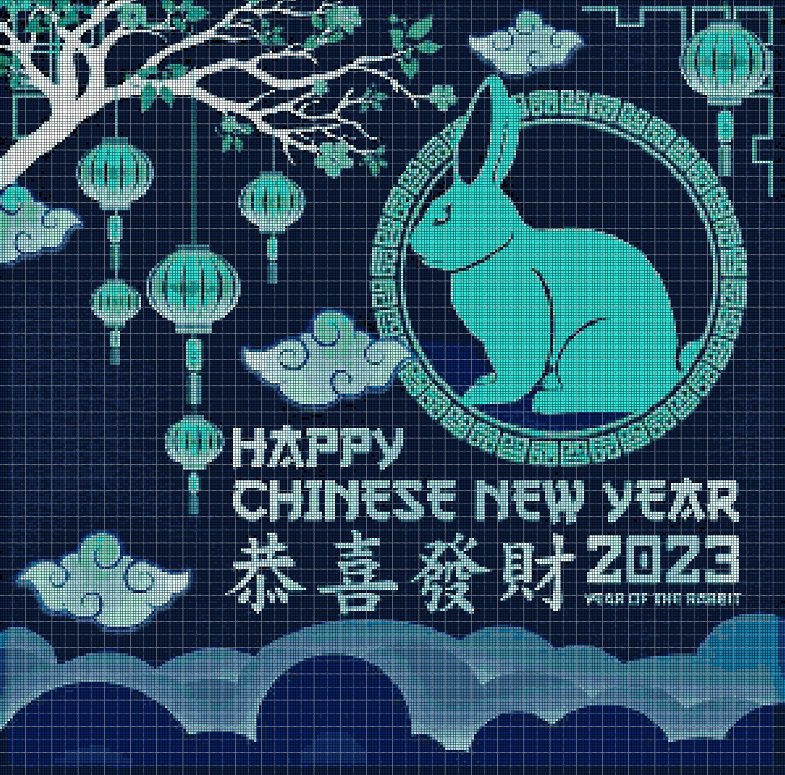 Happy Chinese New Year stitch pattern in pdf DMC