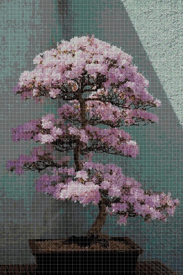 Azalea Bonsai Tree cross stitch pattern in pdf DMC