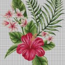 Pink hibiscus flower cross stitch pattern in pdf DMC