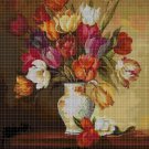 Tulips in a vase cross stitch pattern in pdf DMC