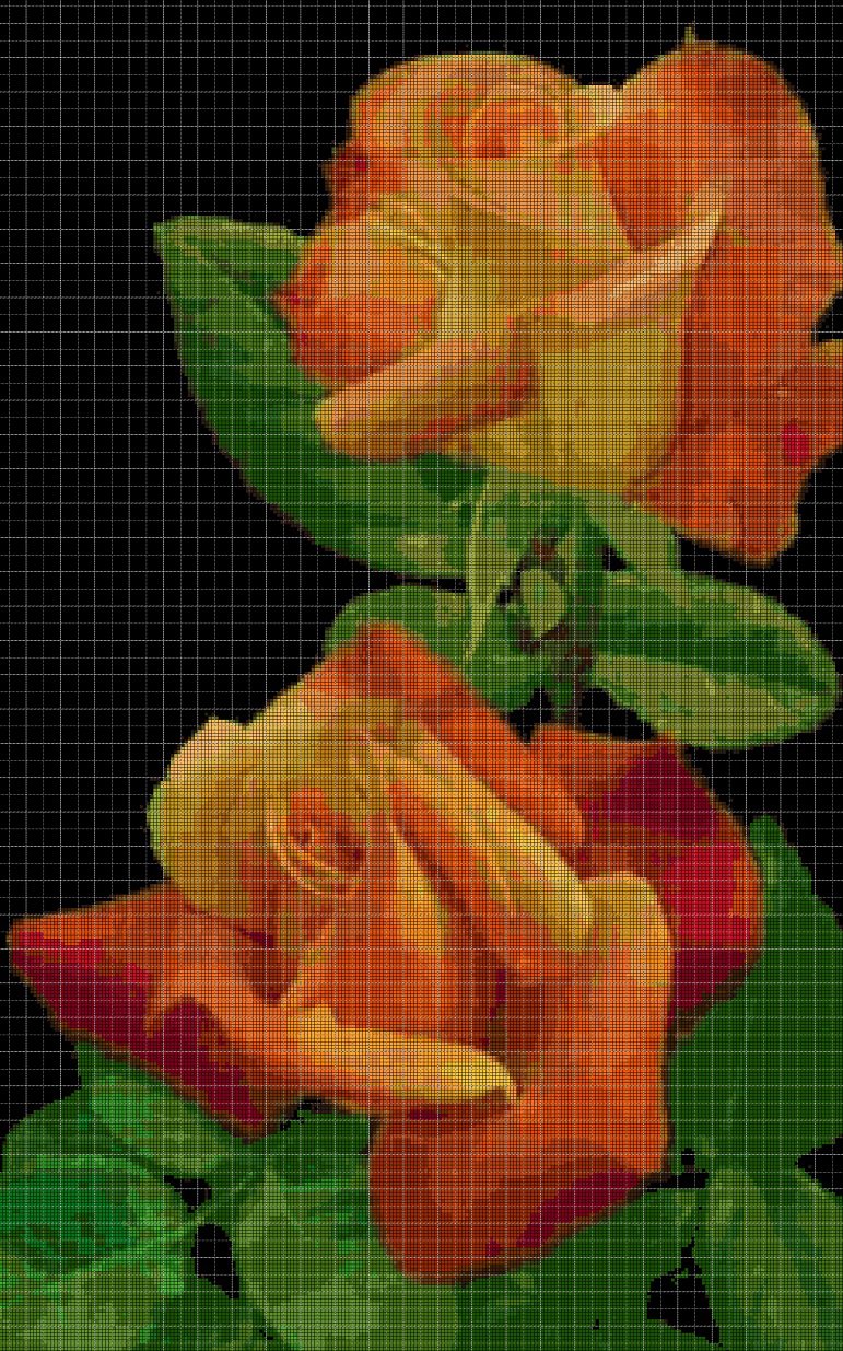 Beautiful roses cross stitch pattern in pdf DMC