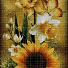 Butterfly and flowers cross stitch pattern in pdf DMC