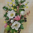 Dog-rose,holly mistletoe and larkspur cross stitch pattern in pdf DMC