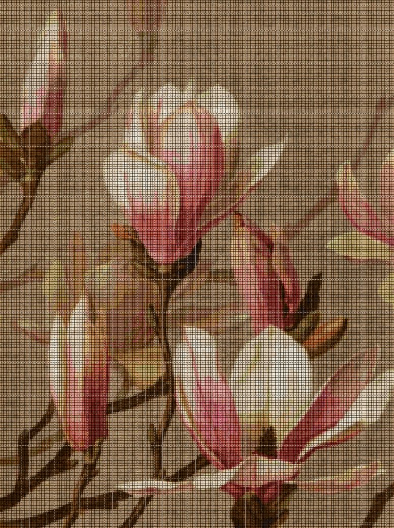 Magnolia 2 cross stitch pattern in pdf DMC