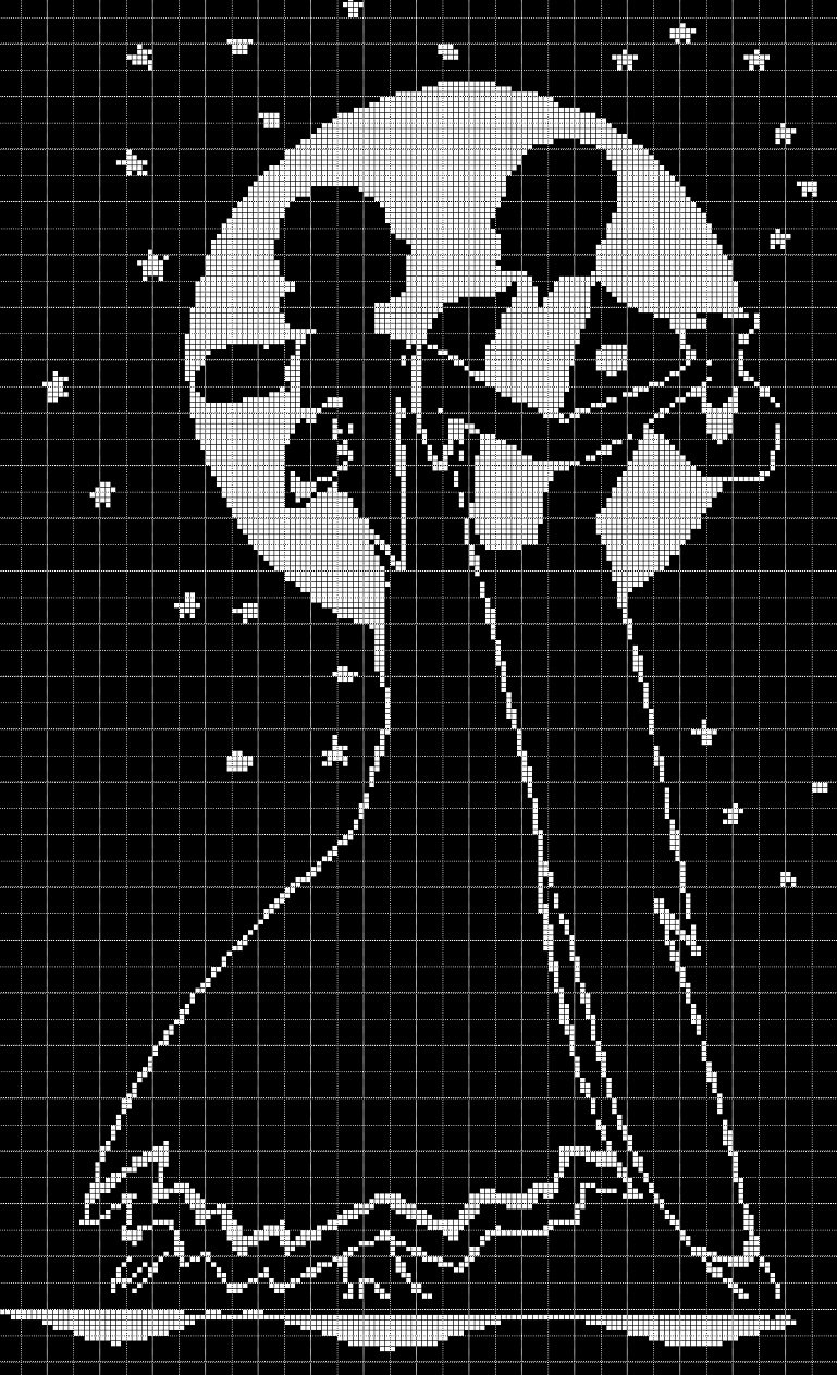 Couple dancing silhouette cross stitch pattern in pdf