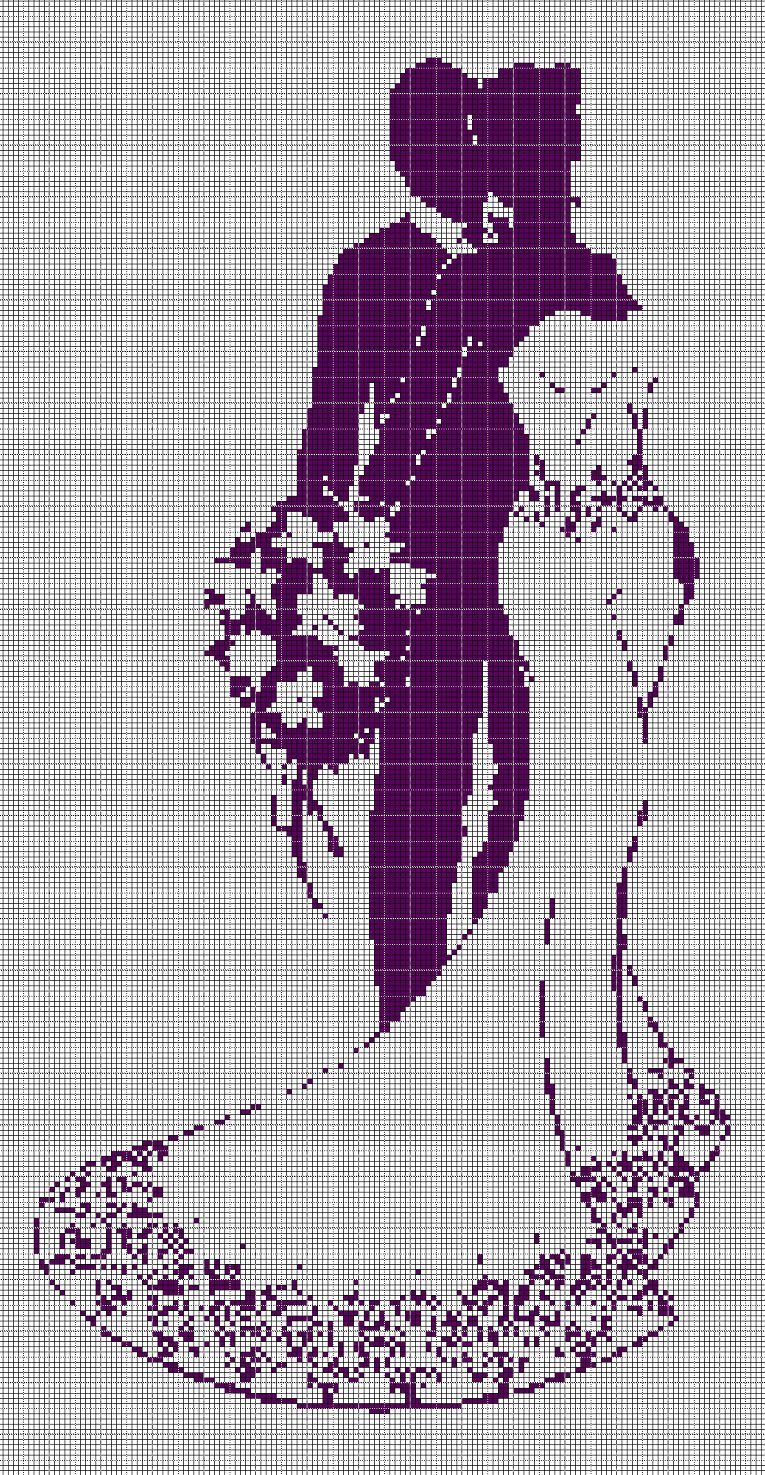 Wedding couple silhouette cross stitch pattern in pdf