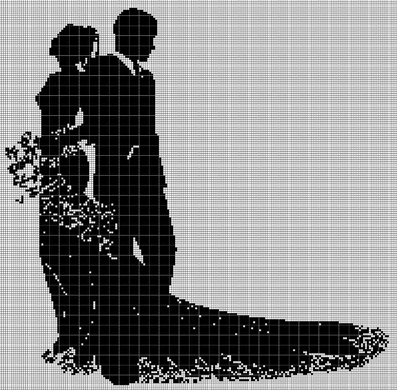 Wedding couple 3 silhouette cross stitch pattern in pdf