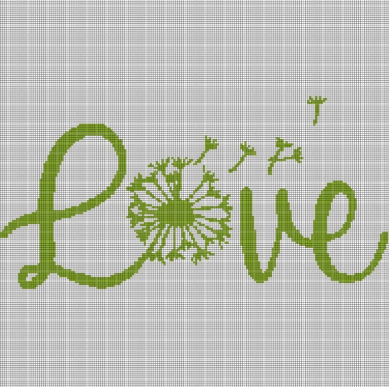 Love dandelion silhouette cross stitch pattern in pdf