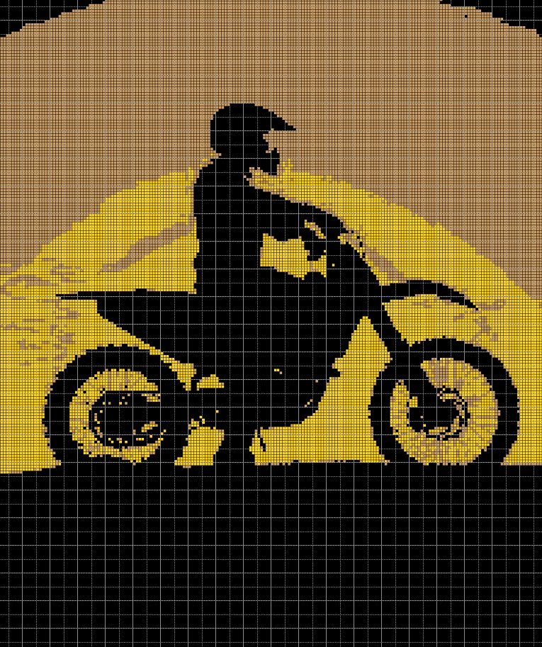 Motocross rider silhouette cross stitch pattern in pdf