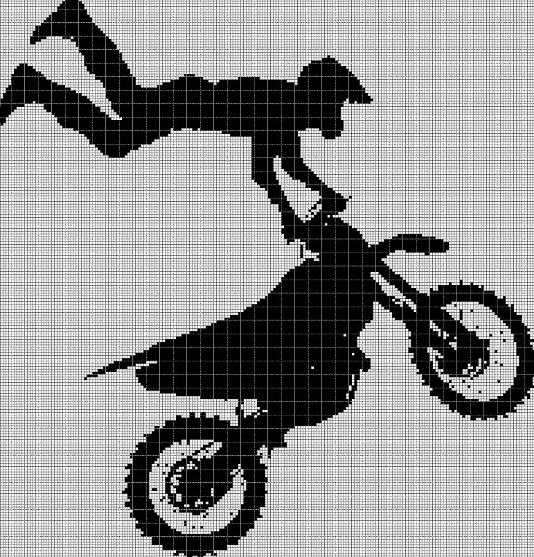 Motocross rider 2 silhouette cross stitch pattern in pdf