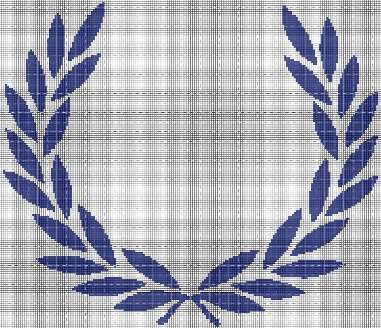 Laurel wreath silhouette cross stitch pattern in pdf