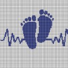 Baby Heartbeat  Feet silhouette cross stitch pattern in pdf