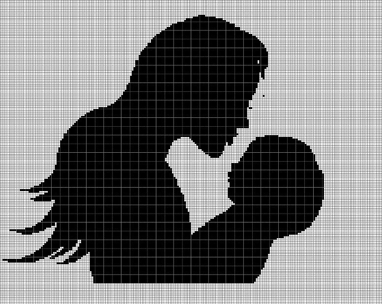 Mom and Baby silhouette cross stitch pattern in pdf