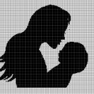 Mom and Baby silhouette cross stitch pattern in pdf