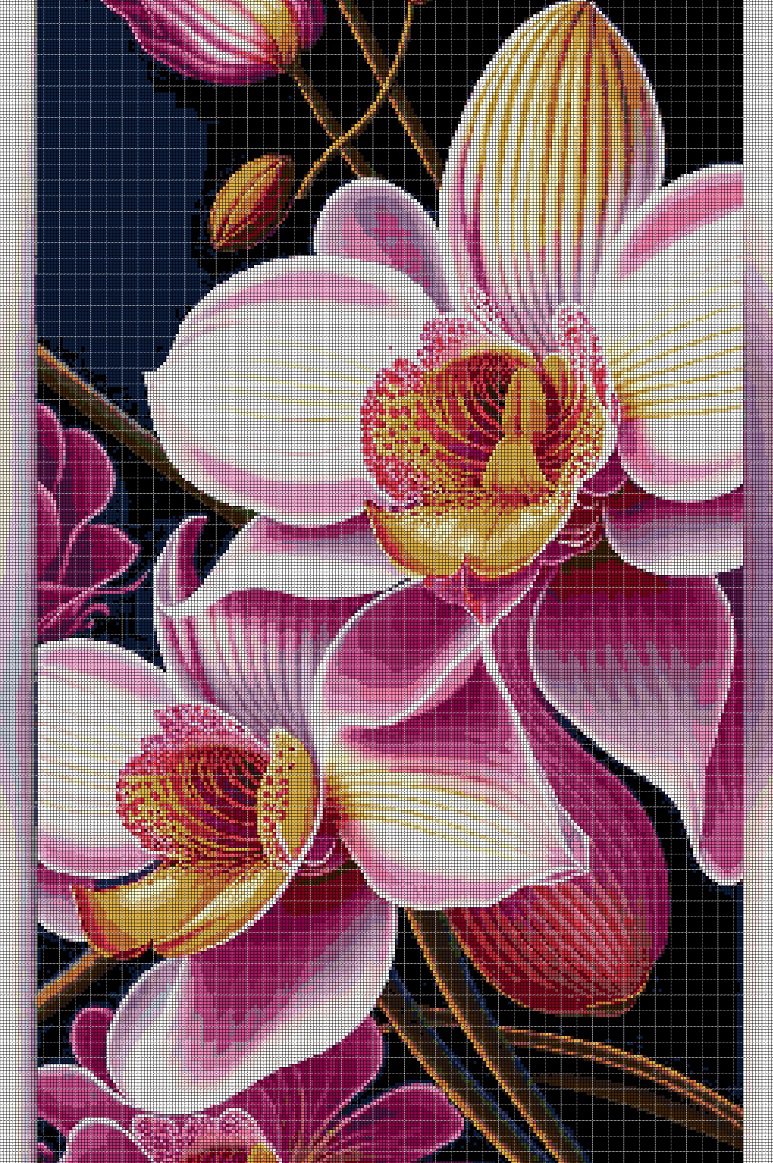 Brazilian orchids cross stitch pattern in pdf DMC