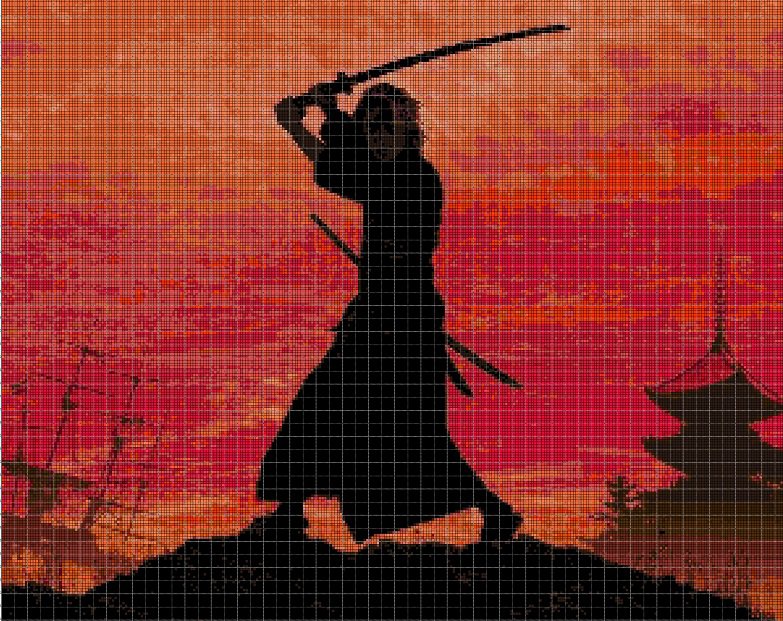Young Samurai 4 cross stitch pattern in pdf DMC